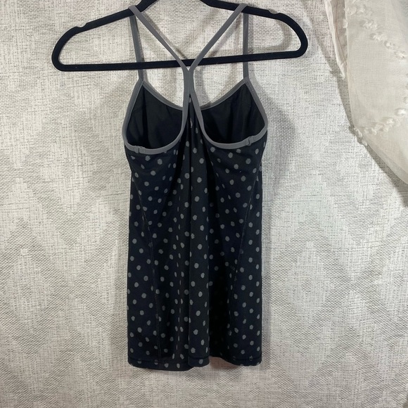 Lululemon Power Y Tank * Luon ghost dot black slate polka dots size 6 - Picture 3 of 9